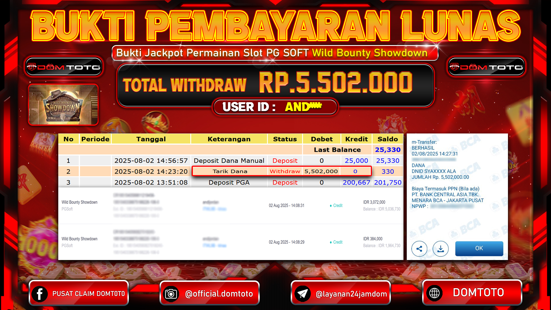 JACKPOT SLOT WILD BOUNTY SHOWDOWN 02  AGUSTUS  2025
